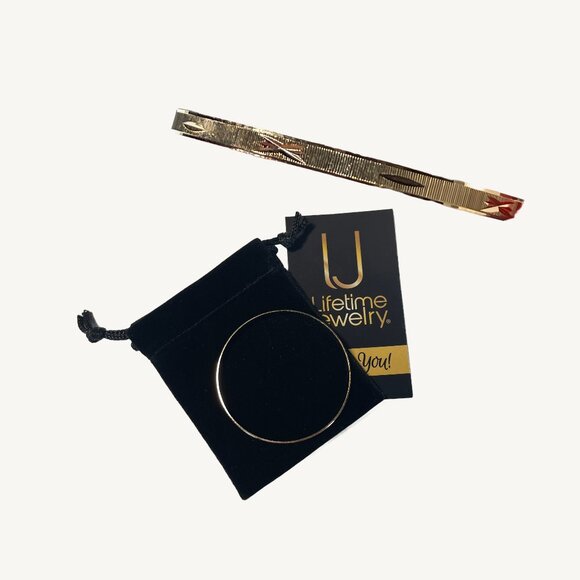 NEW Lifetime Jewelry Gold Plated Bangle Bracelet with Decorative Engravings - Picture 1 of 6